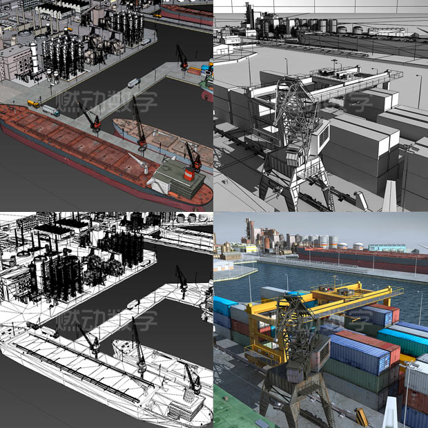 港口码头泊位及装卸机械三维动画仿真演示 