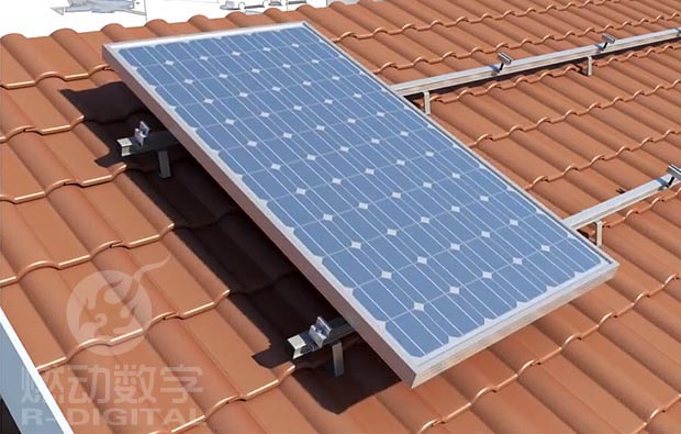 太阳能板安装施工三维动画演示 
